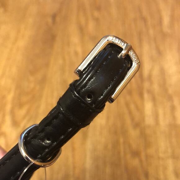 Martha Stewart Black and Silver Leather Buckle Dog Collar Size 14 - Picture 4 of 7